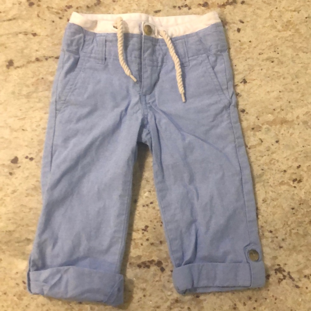 Janie and Jack Blue Linen Trousers w Ankle Cuffs